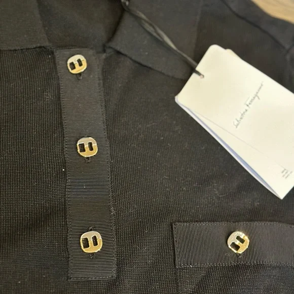 Black polo t-shirt Salvatore Ferragamo size large.